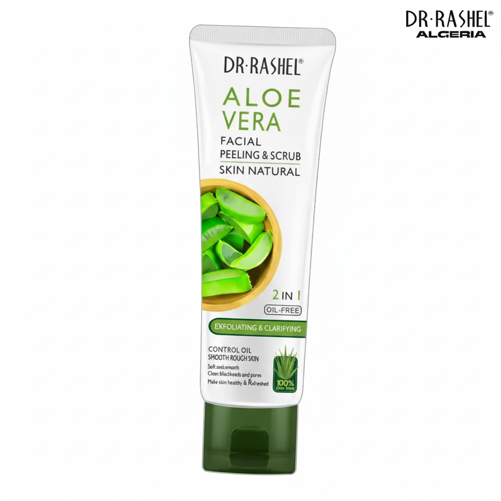 Dr. Rashel  د. راشيل مقشر وجل الصبار للوجه 2 في 1 طبيعي وخالٍ من الزيوت – لتقشير وتنقية البشرة (DRL-1531)